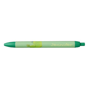 Caneta Preta Óptica de desenho animado de periquito, verde e bo