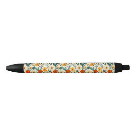 Caneta Preta Orange Russet e Cream Floral