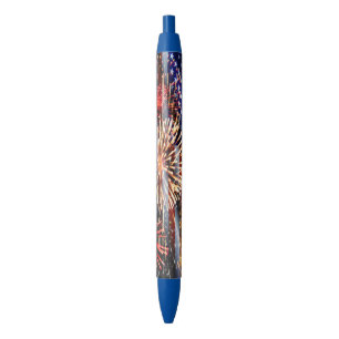 Caneta Preta Os EUA embandeiram e fogos-de-artifício