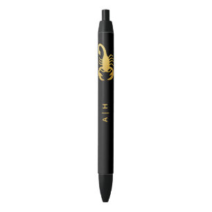 Caneta Preta Ouro - Escorpião Zodiac - preto monograma
