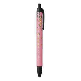 Caneta Preta Ouro Rosa Preto Confete