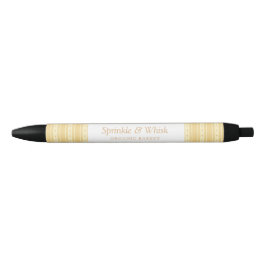 Caneta Preta Padaria Listras de Coração Laranja e Amarelo Retrô