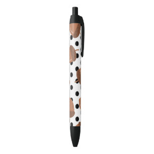 Caneta Preta Padrão Acorn Black Dots Autumn Y2K