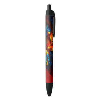 Caneta Preta Padrão Azul Laranja-Abstrato Floral Moderno #14