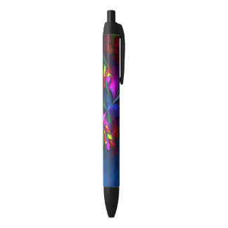Caneta Preta Padrão Azul Vermelho Abstrato Floral Moderno #15