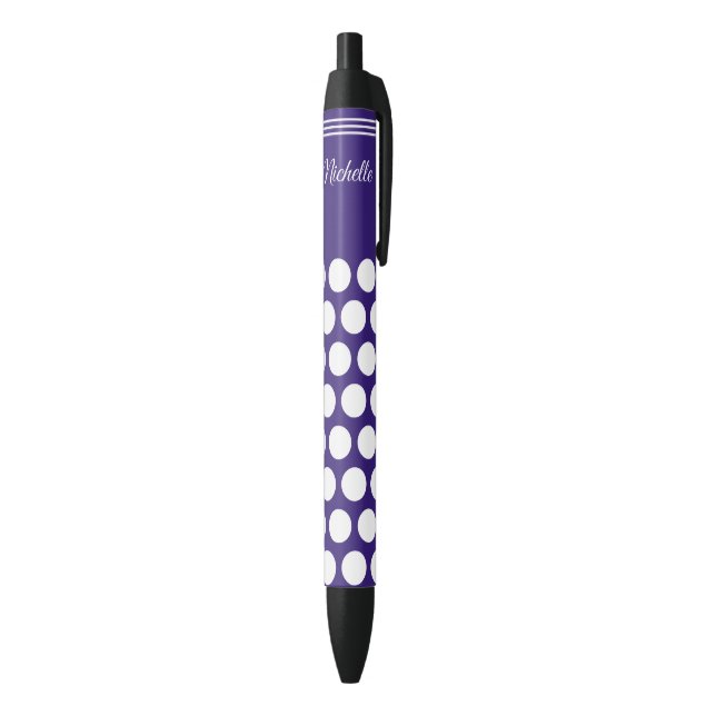 Caneta Preta Padrão Bolinhas em ultravioleta (parte de inferior (Vertical))