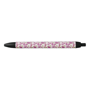 Caneta Preta Padrão Botânico de Videira Rosa Folha Floral Ele