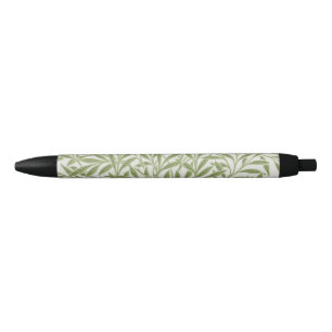 Caneta Preta Padrão Botânico Floral Verde de William Morris
