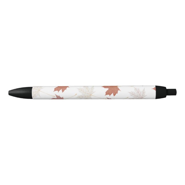 Caneta Preta Padrão Castanho Vermelho Autumn Folha Folha Y2K (Frente)