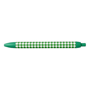 Caneta Preta Padrão Clássico de Chevron Verde e Branco Ousado