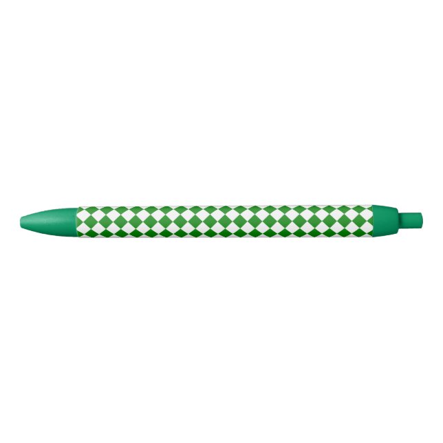 Caneta Preta Padrão Clássico de Chevron Verde e Branco Ousado (Frente)