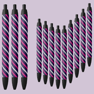 Caneta Preta Padrão Colorido de Stripes de Abstrato