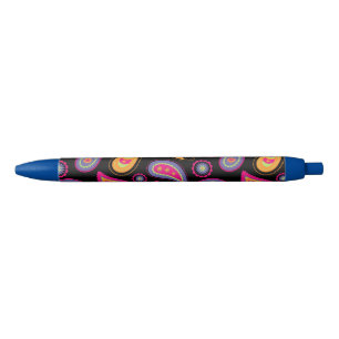 Caneta Preta Padrão contínuo colorido de Paisley