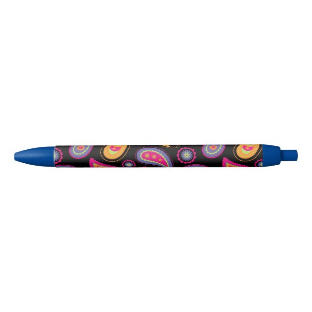 Caneta Preta Padrão contínuo colorido de Paisley (Frente)