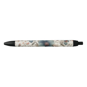Caneta Preta Padrão contínuo de flores coloridas fofas