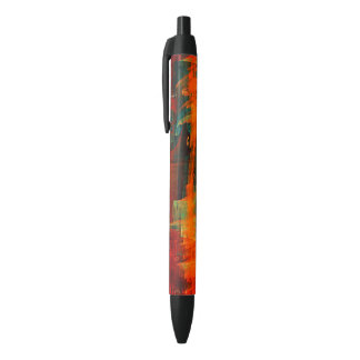 Caneta Preta Padrão de Abstrato de Arte Moderno Vermelho Azul-L