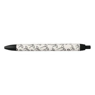 Caneta Preta Padrão de Arcos Simples Preto e Branco