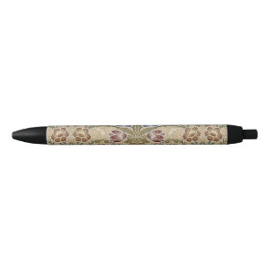 Caneta Preta Padrão de Brocado Floral Simétrico Vintage William