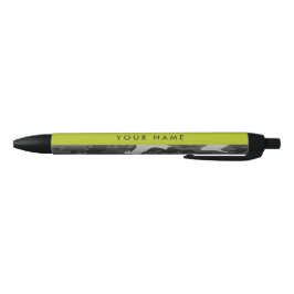 Caneta Preta Padrão de Camuflagem Cinza, Seu nome, Personalize