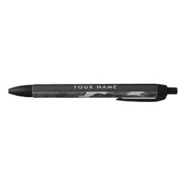 Caneta Preta Padrão de Camuflagem Cinza, Seu nome, Personalize