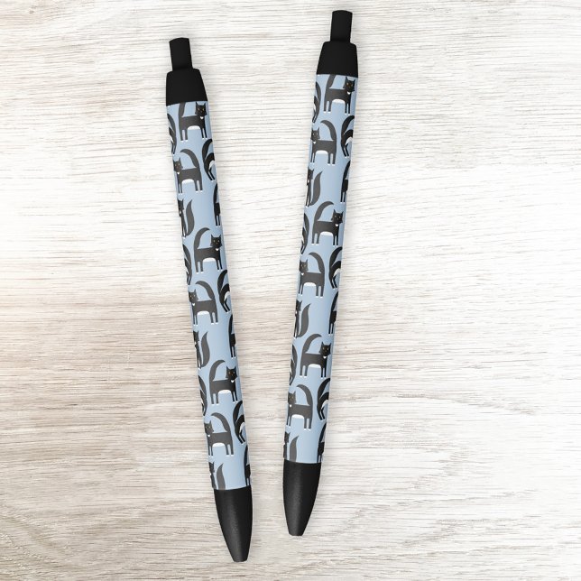 Caneta Preta Padrão de Cat Tuxedo preto e branco (Fun black and white Tuxedo cat pattern pens)