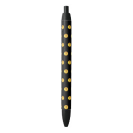 Caneta Preta Padrão de Confete Dourado Elegante em Preto