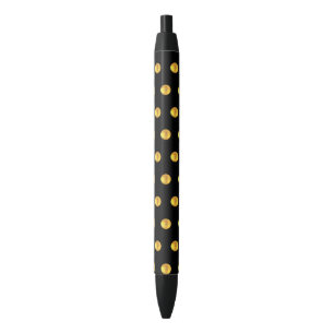 Caneta Preta Padrão de Confete Dourado Elegante em Preto