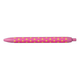 Caneta Preta Padrão de Confetes Dourados Elegantes em Rosa