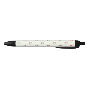 Caneta Preta Padrão de Coração Vermelho, Fofo, Amor