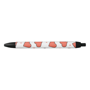 Caneta Preta Padrão de coração vermelho minimalista