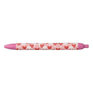 Caneta Preta Padrão de coração vermelho/rosa/branco do Dia dos