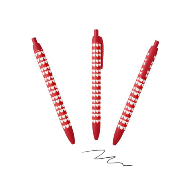 Caneta Preta Padrão de corações brancos (Criador carregado)