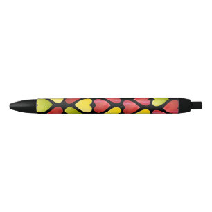Caneta Preta Padrão de corações coloridos da maçã