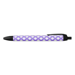 Caneta Preta Padrão de Diamante Xadrez Branco Roxo