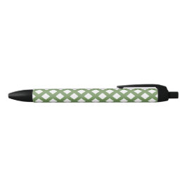 Caneta Preta Padrão de Diamante Xadrez Verde Branco