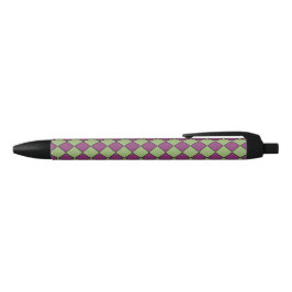 Caneta Preta Padrão de Diamante Xadrez Verde Roxo