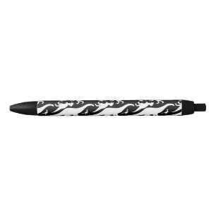 Caneta Preta Padrão de Dinossauro Preto e Branco