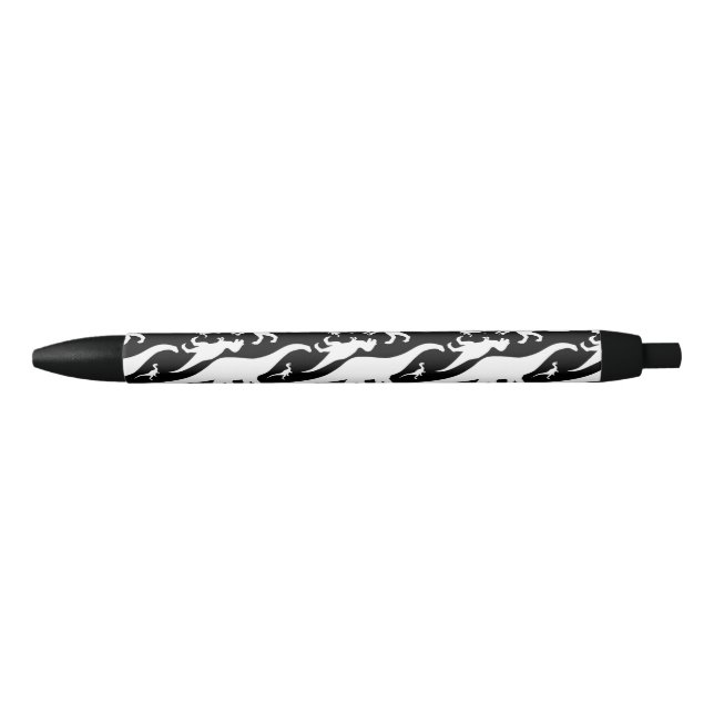 Caneta Preta Padrão de Dinossauro Preto e Branco (Frente)