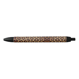 Caneta Preta Padrão de Estampa de Leopardo