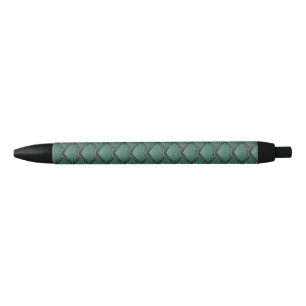Caneta Preta Padrão de estilo Art Deco em cor verde real