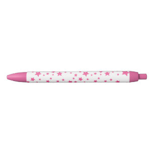 Caneta Preta Padrão de Estrela Rosa