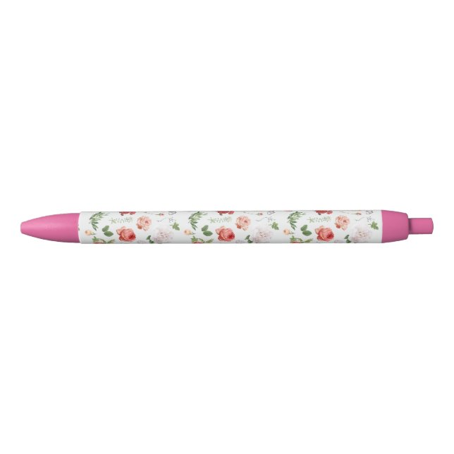 Caneta Preta Padrão de Flor, Rosa (Frente)