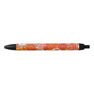 Caneta Preta Padrão de flores