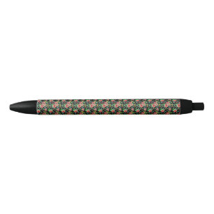 Caneta Preta Padrão de Flores Rosa Floral-235