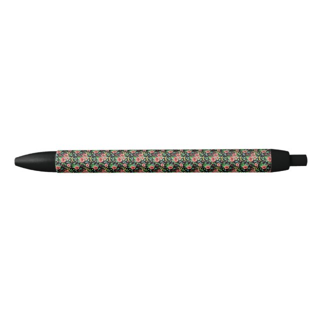 Caneta Preta Padrão de Flores Rosa Floral-235 (Frente)