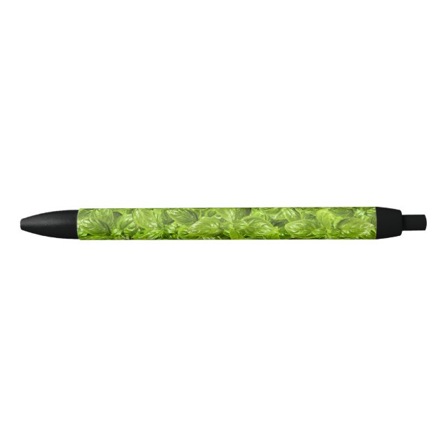 Caneta Preta Padrão de Folhas de Basil (Frente)