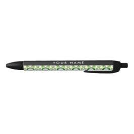 Caneta Preta Padrão de Folhas, Folhas Verdes, Seu Nome