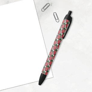 Caneta Preta Padrão De Fruta De Morango Vermelho De Volta À E