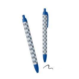 Caneta Preta Padrão de Impressão de Pata Prata Azul