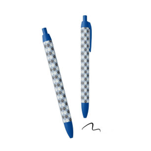 Caneta Preta Padrão de Impressão de Pata Prata Azul